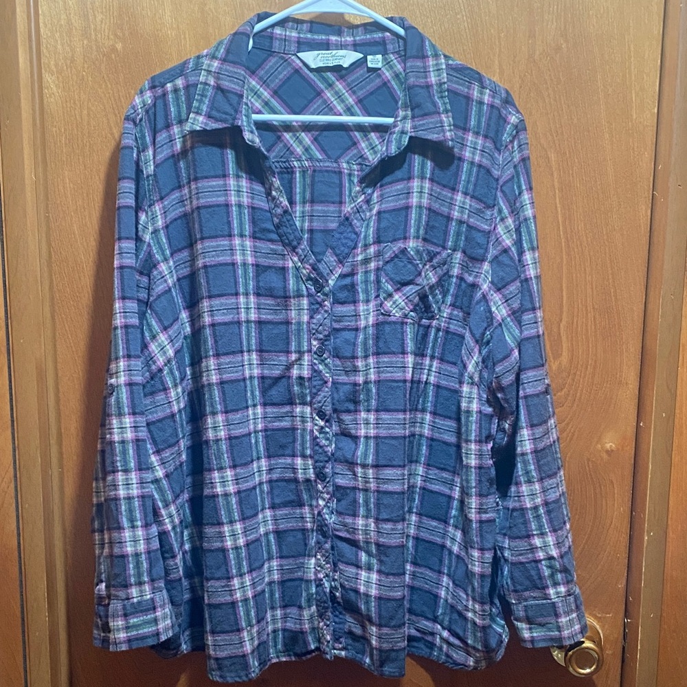 Great Northwest Clothing Company Charcoal Blue and Purple Plaid 3X Shirt